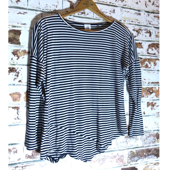 CAbi Boat Striped Asymmetrical Long Sleeve Tee Blouse Style 5064 - Picture 6 of 9